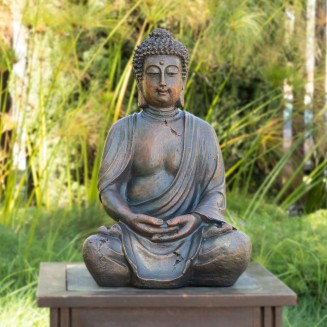 Alpine Corporation 15" Tall Indoor/Outdoor Meditating Buddha Statuary Décor