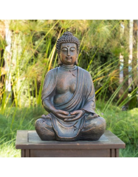 Alpine Corporation 15" Tall Indoor/Outdoor Meditating Buddha Statuary Décor