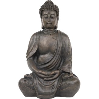 Alpine Corporation 15" Tall Indoor/Outdoor Meditating Buddha Statuary Décor