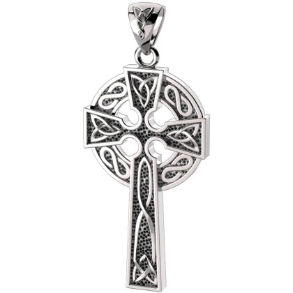 Men's XL 925 Sterling Silver Irish Celtic Knot Cross Antique Finish Pendant