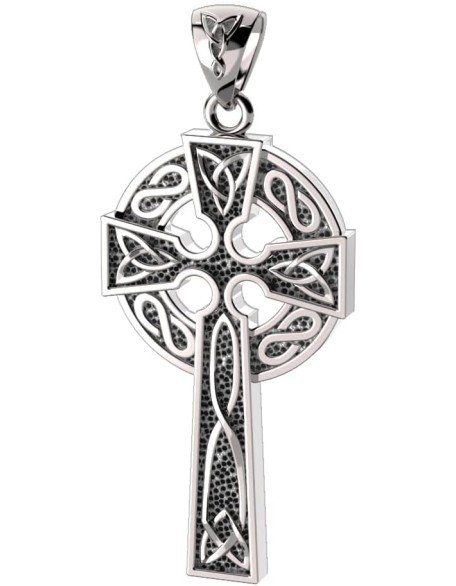 Men's XL 925 Sterling Silver Irish Celtic Knot Cross Antique Finish Pendant