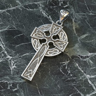 Men's XL 925 Sterling Silver Irish Celtic Knot Cross Antique Finish Pendant