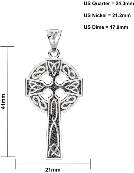 Men's XL 925 Sterling Silver Irish Celtic Knot Cross Antique Finish Pendant