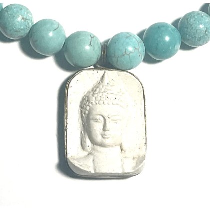 Buddha Pendant, Buddhist Necklace, Buddha Necklace, Magnesite Necklace, Statement Buddhist Necklace, Handmade Nepal Art by AnnaArt72