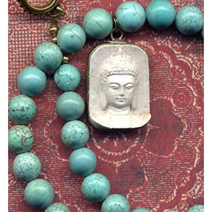 Buddha Pendant, Buddhist Necklace, Buddha Necklace, Magnesite Necklace, Statement Buddhist Necklace, Handmade Nepal Art by AnnaArt72