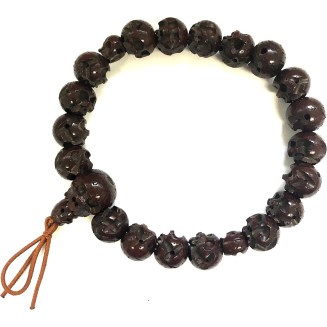 Bodhi Wood Skull Japanese Juzu Bracelet Buddhist Prayer beads Asian Rosary Made in Kyoto Mala Beads Bracelet for Men