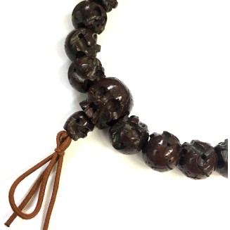 Bodhi Wood Skull Japanese Juzu Bracelet Buddhist Prayer beads Asian Rosary Made in Kyoto Mala Beads Bracelet for Men