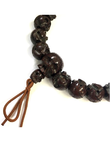 Bodhi Wood Skull Japanese Juzu Bracelet Buddhist Prayer beads Asian Rosary Made in Kyoto Mala Beads Bracelet for Men