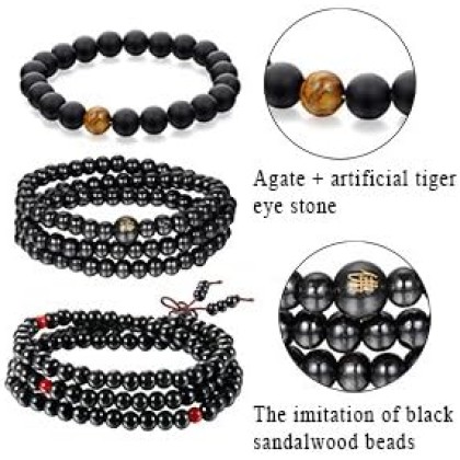 3 PCS 6mm Sandal Wood Beads Buddhist Bracelet Buddha Mala Religious Prayer Red Black Color