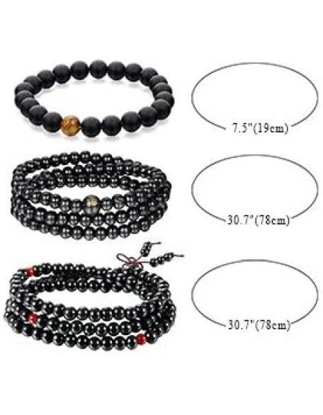 3 PCS 6mm Sandal Wood Beads Buddhist Bracelet Buddha Mala Religious Prayer Red Black Color