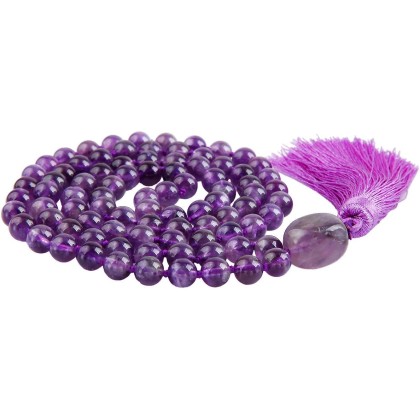 Amethyst Wrap Bracelet,Beaded Necklace Tibetan Buddhist Prayer Beads