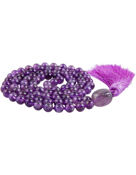 Amethyst Wrap Bracelet,Beaded Necklace Tibetan Buddhist Prayer Beads