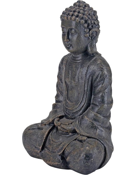 MyGift 11.5-Inch Sitting Buddha Statue, Premium Gray Resin Meditation Zen Buddha Home Decor, Decorative Yoga, Garden, Alter, Prayer Spiritual Living Figurine