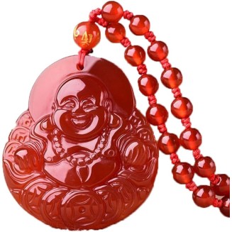 Natural agate Stone Handmade Carved Lucky Happy laughter Maitreya Buddha Pendants Amulet Necklaces