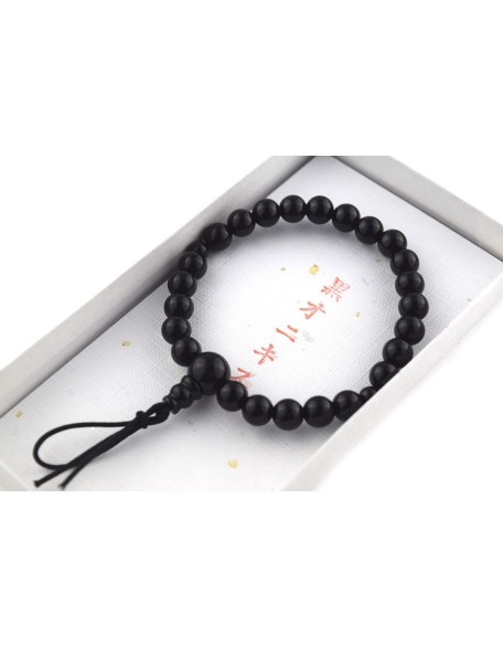 Black Onyx Japanese Juzu Bracelet Rosary Prayer beads Handmade in Kyoto UDA54