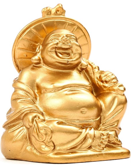 Feng Shui 2'' Golden Resin Laughing Buddha Statue Figurines Set of 6 BS019