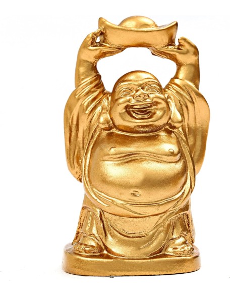 Feng Shui 2'' Golden Resin Laughing Buddha Statue Figurines Set of 6 BS019