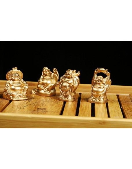 Feng Shui 2'' Golden Resin Laughing Buddha Statue Figurines Set of 6 BS019