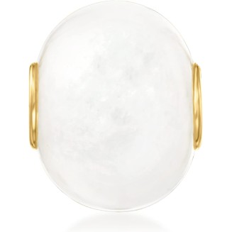 Ross-Simons White Kunlun Jade Bead Pendant With 14kt Yellow Gold