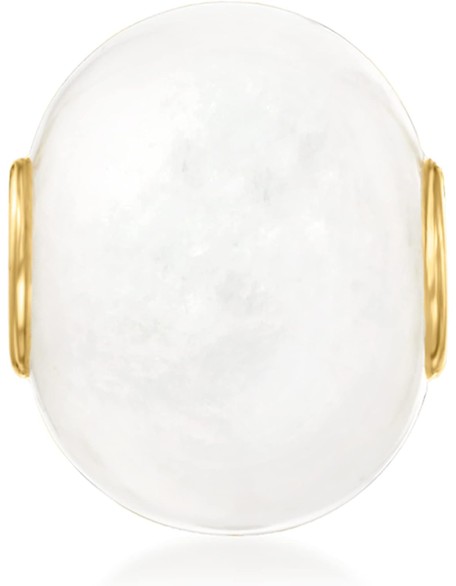 Ross-Simons White Kunlun Jade Bead Pendant With 14kt Yellow Gold