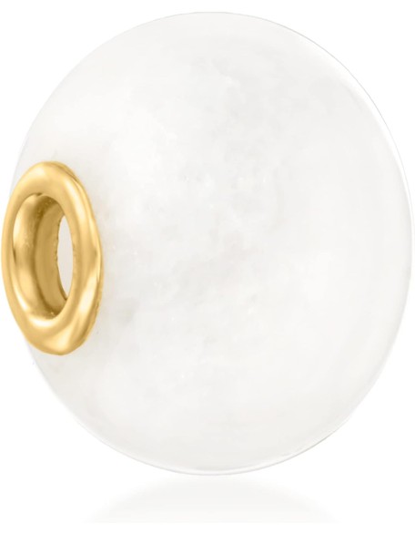 Ross-Simons White Kunlun Jade Bead Pendant With 14kt Yellow Gold