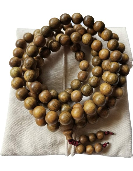 8mm Natural Fragrant Green Sandalwood 108 Mala Meditation Beads - Tibetan Buddhism Prayer Beads