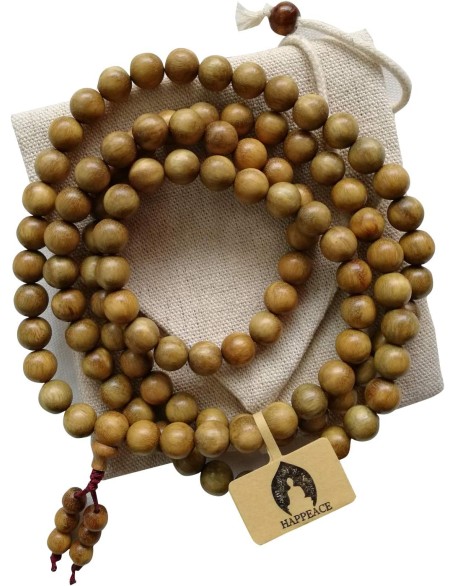 8mm Natural Fragrant Green Sandalwood 108 Mala Meditation Beads - Tibetan Buddhism Prayer Beads