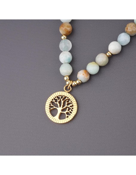 Tree of Life 108 Mala Beads Stone Wrap Bracelet Necklace