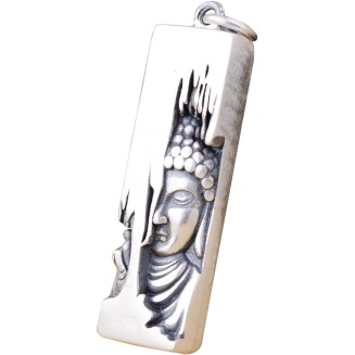 Large 990 Sterling Silver Sakyamuni Buddha Pendant with Lotus Flower Vintage Amulet Protection Jewelry for Men Women