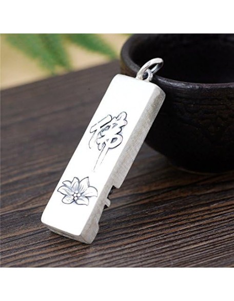 Large 990 Sterling Silver Sakyamuni Buddha Pendant with Lotus Flower Vintage Amulet Protection Jewelry for Men Women