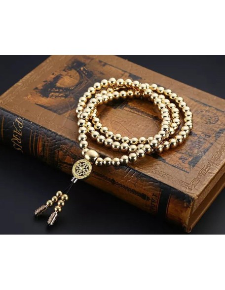 108 Destiny Nepal Prayer Full Metal Buddism Bead Mala Necklace (full brass)