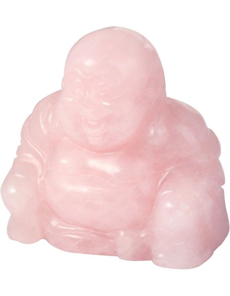 mookaitedecor Rose Quartz Happy Buddha Crystal Figurine Carved Statue Pocket Stone Home Decoration 1.5 inch