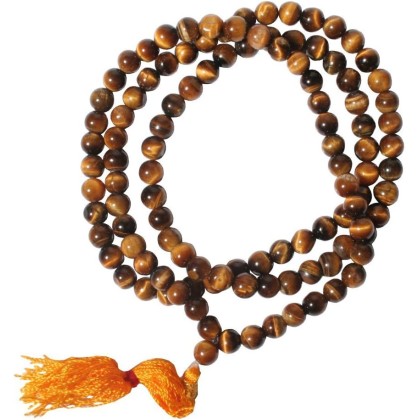 Tiger eye Stone mala/necklace of 8mm 108 +1 Beads for Unisex fashion and prayer