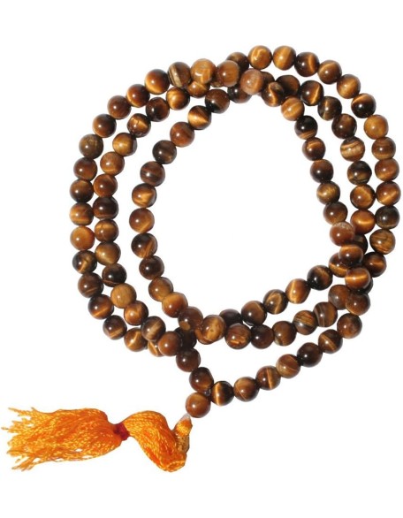 Tiger eye Stone mala/necklace of 8mm 108 +1 Beads for Unisex fashion and prayer