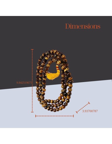 Tiger eye Stone mala/necklace of 8mm 108 +1 Beads for Unisex fashion and prayer