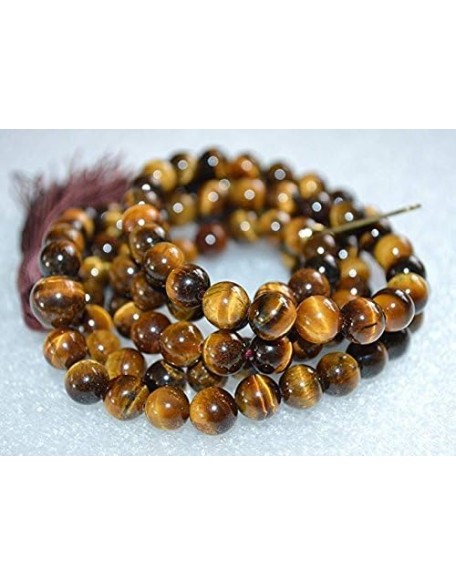 Tiger eye Stone mala/necklace of 8mm 108 +1 Beads for Unisex fashion and prayer