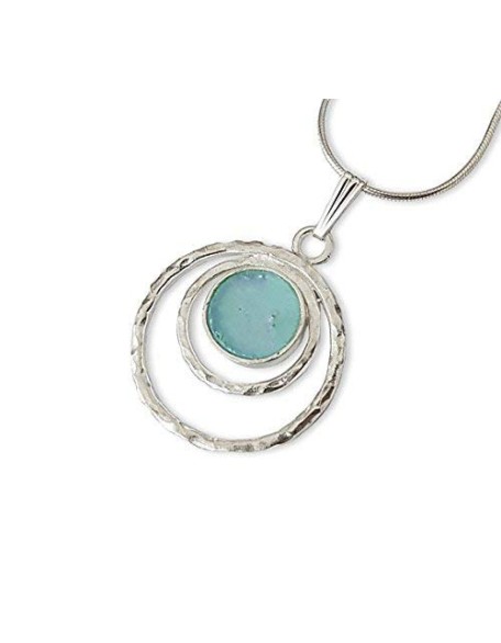 925 Sterling Silver Roman Glass Pendant Necklace