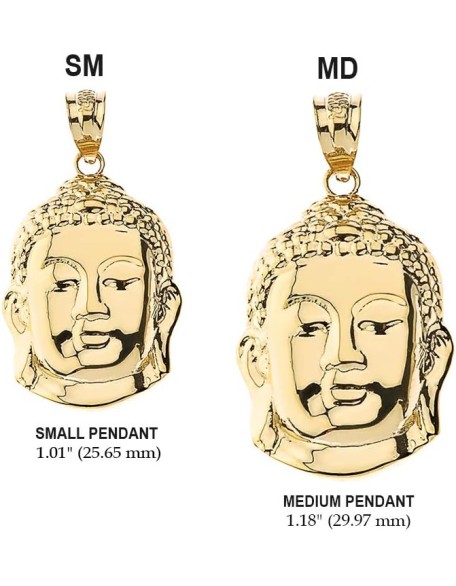 Gold Textured Zen Buddha Head Yoga Buddhism Protection Amulet Necklace Pendant (Small - 1.0")