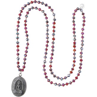 Buddha Pendant Necklaces Natural Stone Beaded Necklaces Handmade Long Chain Strands Necklaces Jewelry for Women Girls