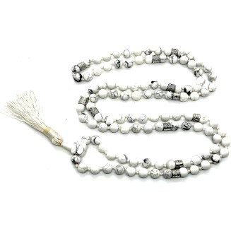 Certified Hand-Knotted Howlite Mala Beads Necklace | Gemini Birthstone | Crown Chakra