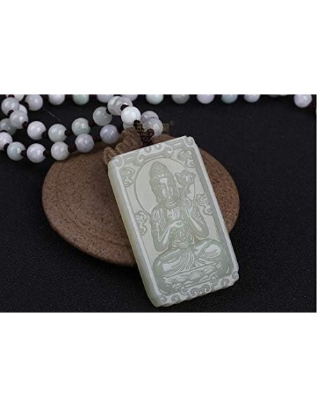 Story Untold Nephrite Jade Square Female Buddha Pendant Necklace Goddess of Compassion and Mercy GOOD FORTUNE Buddhist Jewelry