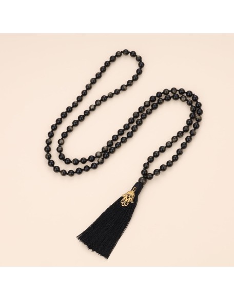 Hand Knotted Tassel 108 Beads Stone Mala Necklace