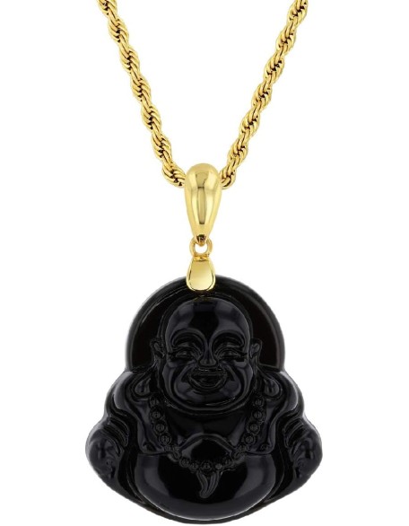 Smiling Laughing Buddha Black Jade Pendant Necklace Rope Chain Genuine Certified Grade A Jadeite Jade Hand Crafted, Jade Neckalce, 14k Gold Filled Buddha necklace, Jade Medallion