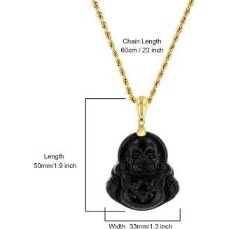 Smiling Laughing Buddha Black Jade Pendant Necklace Rope Chain Genuine Certified Grade A Jadeite Jade Hand Crafted, Jade Neckalce, 14k Gold Filled Buddha necklace, Jade Medallion