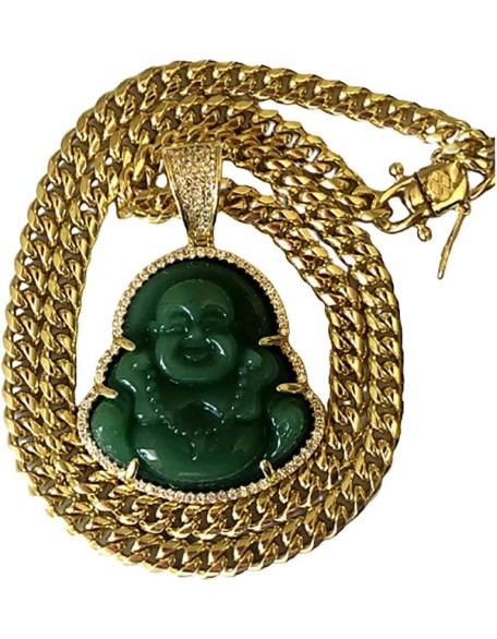 Smiling Laughing Buddha Jade Pendant Necklace Chain Genuine Certified Grade A Jadeite Jade Hand Crafted, Jade Neckalce, 14k Gold Filled Buddha necklace, Jade Medallion