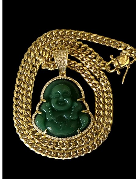 Smiling Laughing Buddha Jade Pendant Necklace Chain Genuine Certified Grade A Jadeite Jade Hand Crafted, Jade Neckalce, 14k Gold Filled Buddha necklace, Jade Medallion