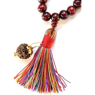 Rosewood mala beads necklace 108 buddhist prayer beads Red Sandalwood japa mala 10 Styles - Energized - w/ mala Pouch (10mm 108+1 Beads w/ 14 mm 5 Mukhi Rudraksha Elastic Mala)