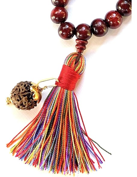 Rosewood mala beads necklace 108 buddhist prayer beads Red Sandalwood japa mala 10 Styles - Energized - w/ mala Pouch (10mm 108+1 Beads w/ 14 mm 5 Mukhi Rudraksha Elastic Mala)