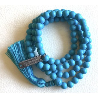 Gemstone Mala Beads Necklace Bead Sizes 6,8,10mm Mala Bracelet, Buddha Necklace, Blessed & Energized Handmade 108+1 Prayer Beads, Comes w/Velvet Pouch (Turquoise, 6 mm)