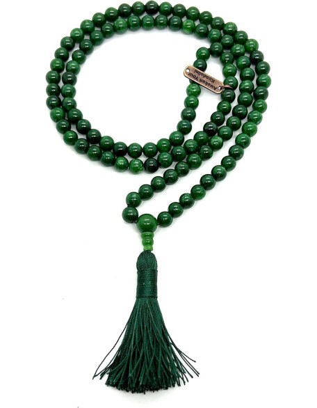 Gemstone Mala Beads Necklace Bead Sizes 6,8,10mm Mala Bracelet, Buddha Necklace, Blessed & Energized Handmade 108+1 Prayer Beads, Comes w/Velvet Pouch (Green Jade, 8 mm)